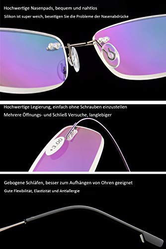KOOSUFA Rimless Alloy Reading Glasses - Hingeless Lightweight Readers for Men and Women Black +3.0, 1x Black - Image 4