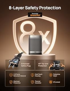 DREO Space Heater, 1500W Portable Electric Heaters for Indoor Use, PTC Ceramic Heater for Office with Remote, Thermostat, 70°Oscillation, 12H Timer, 5 Modes, Safe Quiet Room Heater for Bedroom