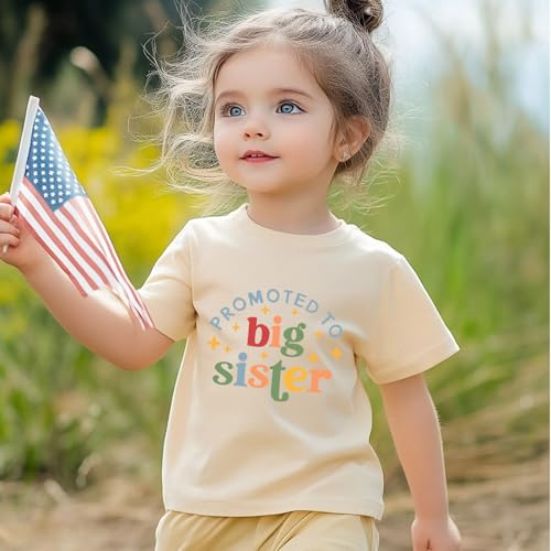 Image of Big Sister Announcement T Shirt Toddler Girls Promoted to Big Sister Tees Outfits 1-7 Years