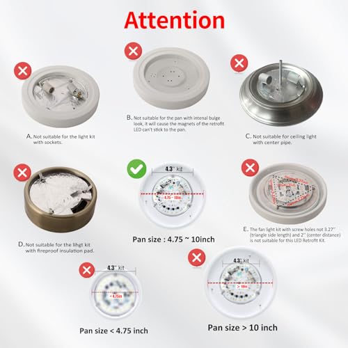 Caisens 4 Inch Ceiling Fan Led Light Replacement, 18W 6000K 2200Lm Led Ceiling Fan Light Kit thumb #1