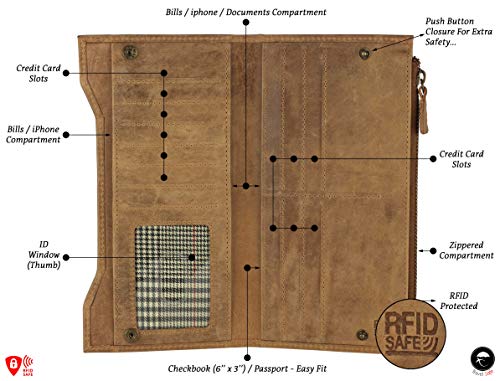 Mou Meraki Genuine Leather RFID Blocking Long Wallet – Vintage Bifold for Men3