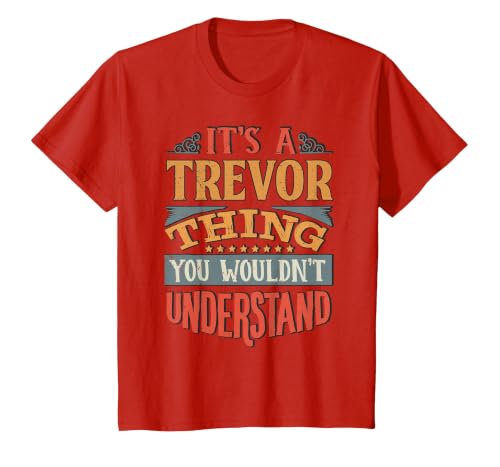 Trevor Name T-Shirt, Youth, Red, Small