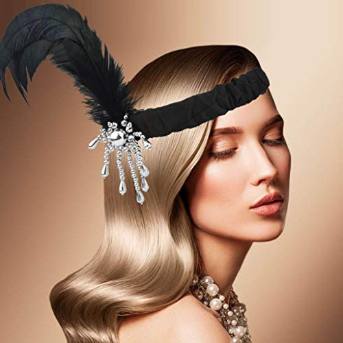 Tongcloud 12pcs 1920s Flapper Headband, Costume Flapper Headpiece for Women, Feather Headband for Gatsby Theme Party