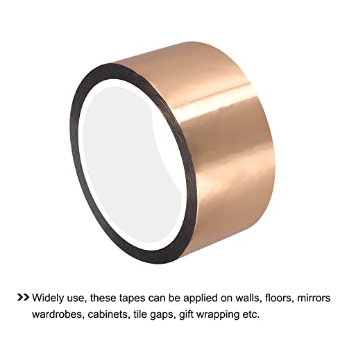Image of MECCANIXITY Metalized Polyester Film Tape,1.87inch x 54.6yds. Adhesive Mirror Finish Decor Tape for Detailing Accent Wall,Wardrobe Crafts Tape 50m x 48mm,Rose Gold Tone