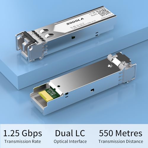 Image of SODOLA 1.25G SFP 1000Base-SX Multimode LC Fiber Transceiver, 850nm MMF, 550m, for Cisco GLC-SX-MMD /SFP-GE-S, Meraki MA-SFP-1GB-SX, Fortinet, Ubiquiti UniFi UF-MM-1G, Mikrotik, TP-Link
