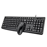 VELATEMOR Tastatur-Maus-Kombination, USB-kabelgebundenes Büro-Set...