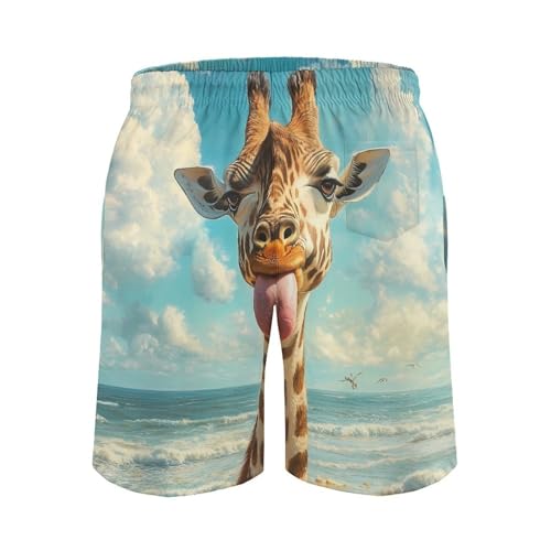 Funny Giraffe Mens Swim Trunks Quick Dry Board Shorts Beach Swimwear Bathing Suits3