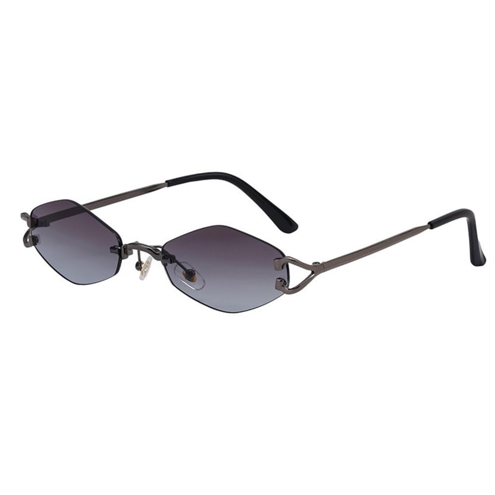 Gafas de Sol pequeñas sin Montura para Mujer, Gafas de Sol con Montura metálica de diseño Punk clásico de Lujo para Mujer y Hombre, Gafas UV400
