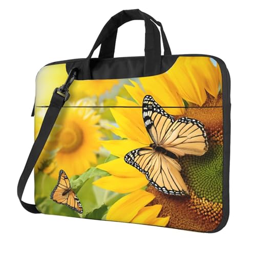 Protégez votre ordinateur des chocs avec notre sacoche mince imprimée tournesol et papillon