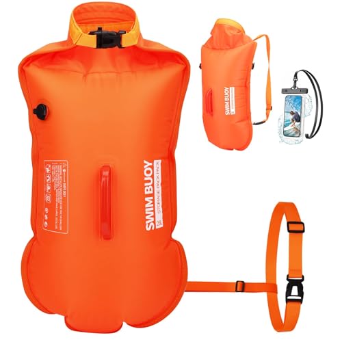USHOP 28L Bouée de Natation,Flotteur de Nage,Imperméable Gonflable Flotteur de Natation,Bouée pour Nage en Eau Libre,Swim Bouées Et Sac à Sec,pour Triathlètes, Kayakistes, Plongeurs en Apnée