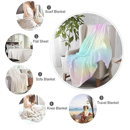 Couverture Polaire 130x150 arc-en-ciel pour lit et canapé en microfibre de flanelle - 8