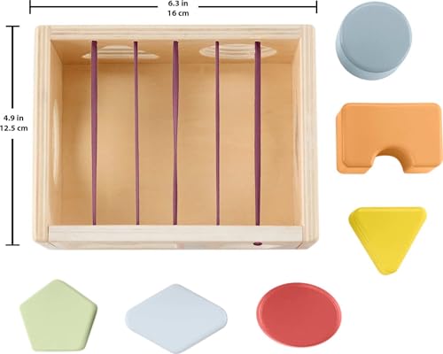 Fisher-Price Wood Baby Toy Flexi Shape Sorter, 7-Piece Wooden Activity with Elastic Bands for Infants & Toddlers Ages 9+ Months - Image 6