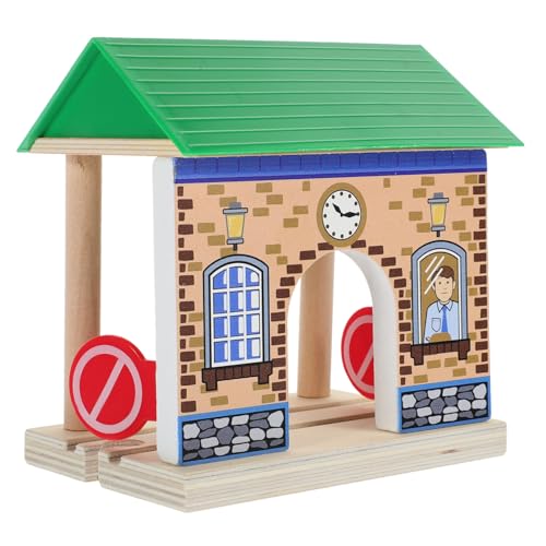 BESPORTBLE Estación de Tren de Madera Decorativa Modelo de Accesorio para Construcción Infantil Escena Realista de Maqueta Ferroviaria
