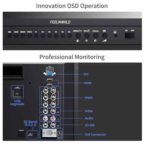 Image of FEELWORLD 21.5 Inch 1920x1080 4K HDMI 3G-SDI Input and Output Broadcast Production Monitor,Desktop Director Monitor with YPbPr, Video