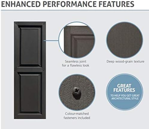 Shutters, Raised Panel Shutters, Standard Raised Panel Exterior Vinyl Window Shutters, Black, (1 Pair = 2pcs) 14.5"W x 48"H - 5