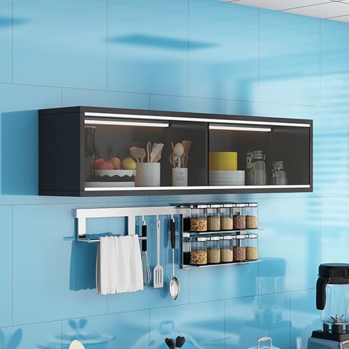 Vitrine murale bois massif au-dessus des toilettes pour salle de bain