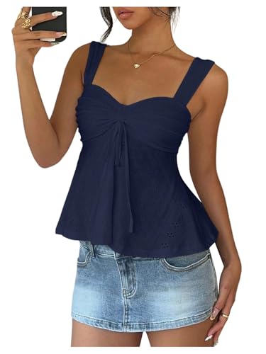 Image of GORGLITTER Women's Y2k Babydoll Top Peplum Crop Summer Festival Vest Tops