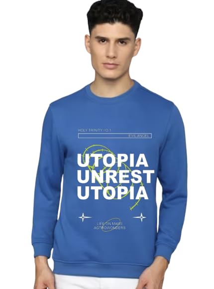 TDOC Men's Full Sleeve Round Neck Regular Fit Utopia Printed Sweatshirts for Winter