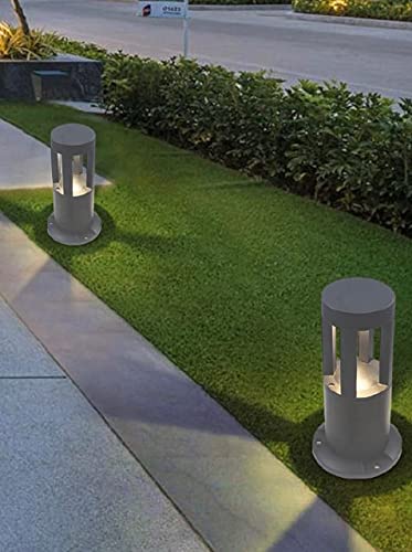 Partenopea® Lampione a led lampioncino lampada illuminazione da esterno palo da giardino prato vialetti e sentieri moderno 15w 1600 lm (Grigio 30 cm, Luce calda 3000K)