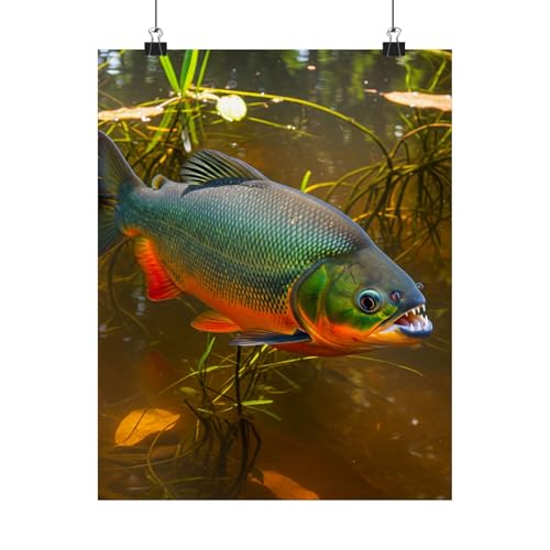 Premium Matte Poster of Pacu Fish with Colorful Teeth – Pantanal, Brazil