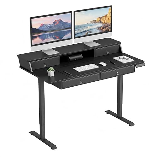 Tangkula 55-Inch Electric Standing Desk with Drawers