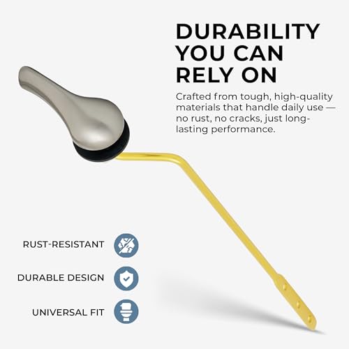 Image of Qualihome Brushed Nickel Finish Side Mount Toilet Handle Replacement Kit, Universal Toilet Tank Flush Lever Fits Most Standard Side-Mount Toilet Tanks