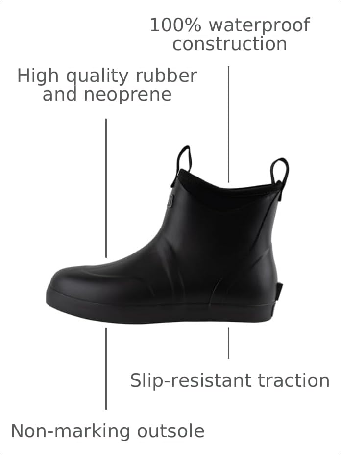 Image of Buoy Boots Women's Waterproof Ankle Rain Boots, Rubber Deck & Fishing Boots | Neoprene Lining, EVA Foam Insole, Slip-Resistant Non-Marking Outsole for Comfortable Traction on Boats, Farms & Wet Ground