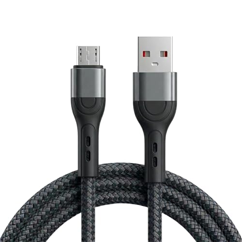 Image of USB A to Micro USB V8 Cable, Fast Charging & Stable Data Transfer, Durable Black Braided Charging Cord for Android Phones & Accessories (Free Cable Protector)