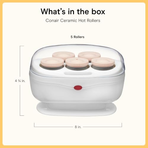 Image of Conair Jumbo Hot Rollers Hair Setter | Ceramic Flocked Fast Heating for Voluminous Curls and Waves, 5-Piece, White, TS7L
