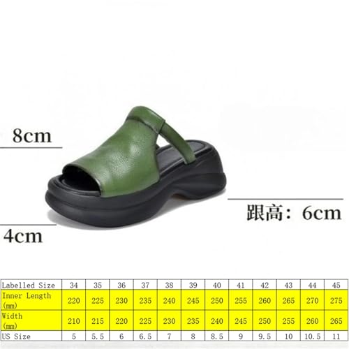 Women's Leather Wedge Slippers - 6cm Peep Toe Hollow Summer Platform Flats2