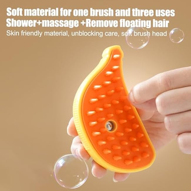 Cat Steam Brush, Cute Banana Shape Hair Brush Cat Dog Pet Brush Massager Steaming Spray Massaging Comb, Steamy Cat Brush, Flyaway Hair Prevention Cat Grooming Brush, Dog Grooming Supplies (Yellow)-tg8tmziv
