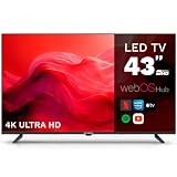Grunkel Televisor Smart TV de 43 Pulgadas de 4K UHD. LED-4300PBW con webOS Apta para Soporte Pared con 3 entradas HDMI y 2 USB