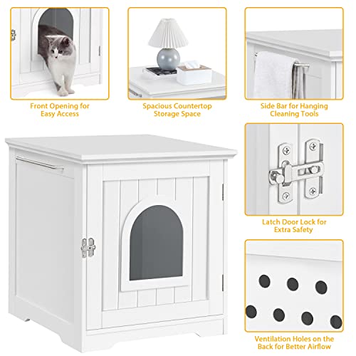 Yaheetech Cat Litter Box Enclosure, Indoor Pet Crate-Hidden Cat House Cat Washroom with Vent Holes & Towel Bar, Pet… - Image 5