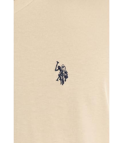Image of U.S. Polo ASSN. Men's Solid V‑Neck T-Shirt, Shoreline Tan, XX-Large