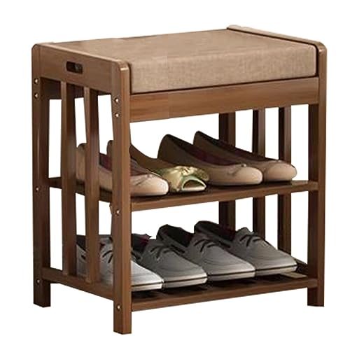 Banc à chaussures en bambou durable avec siège rembourré confortable - 2