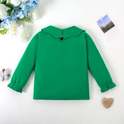 Image of 12M-14Y Toddler Baby Girls Peter Pan Collar Blouse Kids Girl Solid Color Puff Sleeve T-Shirts Casual Tee Tops