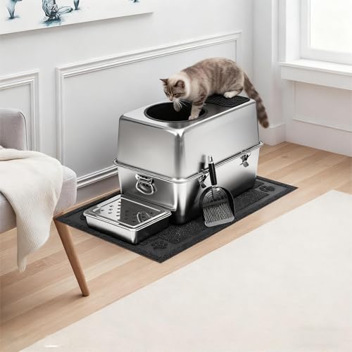 Arenero para gatos acero inoxidable 304 cerrado XL miniatura 2