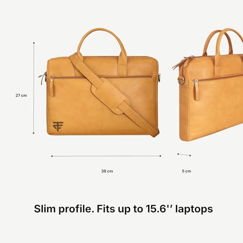 Image of TRUFLO Vegan Leather (PU) Laptop Messenger Bag | Fits up to 15.6-inch Laptop | Slim Office & Travel Shoulder Bag