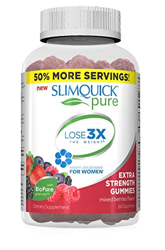 SLIMQUICK Pure Weight Loss, Gummies, Mixed Berries Flavor 60 ea (Pack of 3)