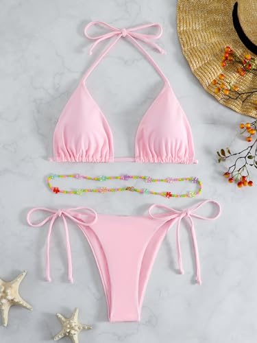 SHENHE Women's 2 Piece Sexy Bikini Sets Halter Tie Side Triangle Swimsuits3