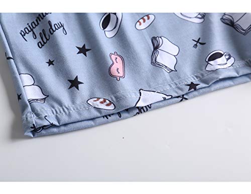 VENTELAN Pajama Set For Women Cute PJS Summer Short Sleeve Shorts Sleepwear4