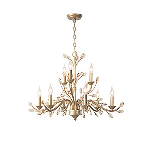 Plafonnier en cristal K9 ajustable LiChA lustre or sablé design industriel