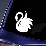 Bargain Max Decals Swan Silhouette Sticker Decal Notebook Car Laptop 5.5' (White)