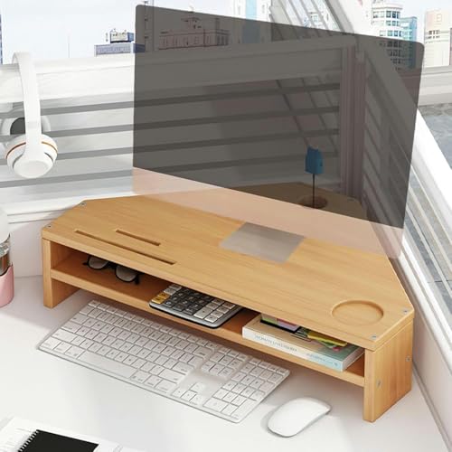 Support de moniteur d'angle en bambou naturel, design écoresponsable et durable
