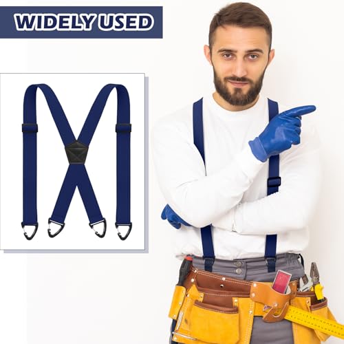 Sintege X Back Hidden Suspender 1.5 Inches Under Clothing Heavy Duty Work Suspenders for Men Women(Navy Blue)