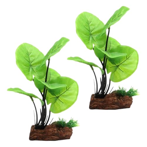 UPKOCH 2 Plantas para Acuario de Hojas Artificiales de Taro Verde Realistas Decoración de Plantas Acuáticas para Peceras Accesorio Decorativo para Paisaje de Acuario sin Mantenimiento