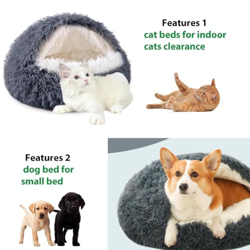 SHJOEE Flauschig Hundebett Muschelform Katzenbett Warm Tierbett Haustierbett Waschbar Hundesofa Katzensofa Plüsch Hundekorb Katzenkorb Weich Hundekissen Katzenkissen Gemütlich Hunde Katzen Schlafplatz