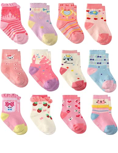 Image of Organic Cotton Ankle Length Anti Slip Socks For Baby With Grip 0-36 Months-Cartoon, Multicolored