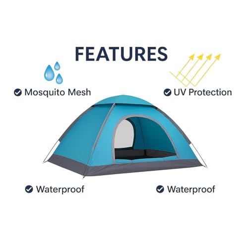 Image of 4 Person Picnic Hiking Camping Portable Waterproof Dome Tent for 2 Person Waterproof with Bag (Multicolor) (A3)