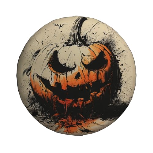 Image of Scary Pumpkin Spare Tire Cover Weatherproof Universal Halloween Decorations Wheel Protectors Wheel Covers for Rv Camper Travel Trailer SUV Truck 14 Inch